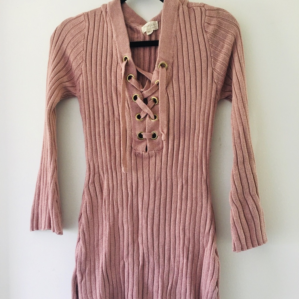 Tie-Up Hip-Length Sweater